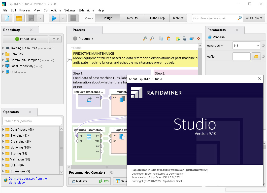 RapidMiner Studio Developer 9.10.8 Windows
